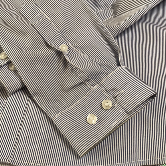 H&M Slim Fit Blue&white striped long sleeve button - Picture 6 of 10